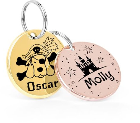 Charms de Collar para con Placa de Identificación para Perro y Gato - Diseño de Arte Original y Divertido - Medalla Chapa para Perros Grabado Profundo en Acero Inoxidable
