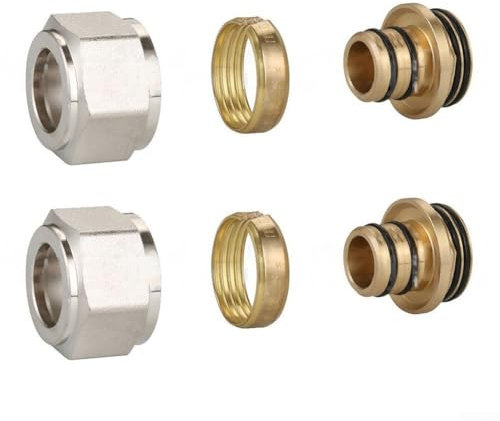 Underfloor Heating Manifolds Connectors Fitting, 2pcs Brass Clamp Fitting for Heating Pipe and Manifold for Underfloor Heating 3/4-Inch(16x2.0x3/4 in)