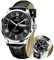 Taxau Uhren Herren Business Freizeit Uhr Römische Ziffern Herren Armbanduhr Watch Mit Datums- Und Tagesanzeige Schwarzes Armband Schwarzes Zifferblatt Watches for Men