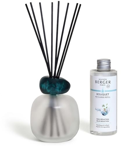 MAISON BERGER Bouquet Minéral Maritime Verlockung Raumduft 180 ml | Bouquet Minéral Maritime Verlockung, lackiertes Glas (Eisblau), 180 ml mit 6 Stäbchen, Duft ca. 6 Wochen