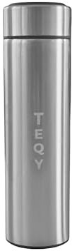 TEQY Thermos Bottiglia Termica Borraccia 500ml con Display LED Temperatura, Acciaio Inox, Argento