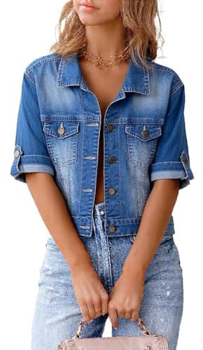 yk8fass Half sleeve denim jacket we-7354, Dark Blue, 3XL
