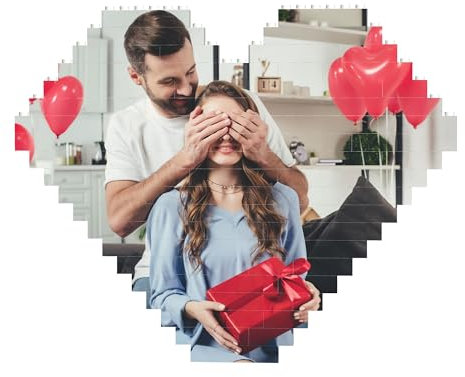 Personalisierte Bausteine mit Foto Puzzle mit Eigenem Bild Herz Form Bausteine Benutzerdefiniertes Bild Weihnachten Geburtstag Geschenke (Herz)