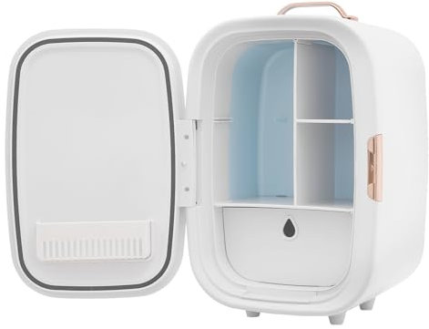 HuKaiL Mini frigorifero da 12 l, 4 – 60 °C, mini congelatore portatile con 2 divisori in rete, per camera da letto, bagno, ufficio, 29 x 25 x 44 cm
