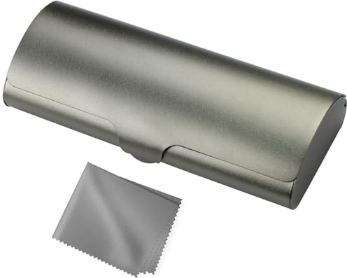 Eyglajdd Leichtes Brillenetui Hardcase Aluminium, Metall Hartschalen Etui mit Mikrofasertuch für Brillen und Lesebrille, geeignet für Damen und Herren