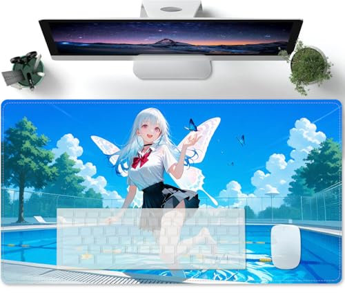 Fille Sexy d'anime Japanese Tapis Souris XL 600x300 Grands Bords Cousus, imperméable, antidérapant pour PC, Ordinateur Portable, améliore la précision et la Vitesse