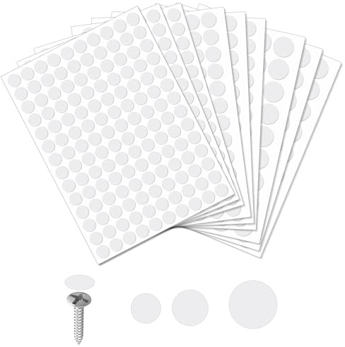 870 Stück 9 Bögen Selbstklebende Schraubenloch Aufkleber Rund Weiß Abdeckkappen Für Schrauben 12 Mm/15 Mm/21 Mm Staubdichte PVC Schraubenabdeckung Stickers Weiss Für Holzmöbel Schränke