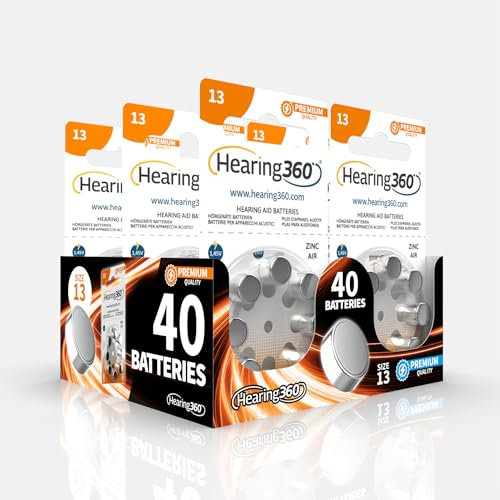 Hearing360 40 Hearing Aid Batteries Size 13 Premium Quality (5 Blister Packs of 8 Batteries)