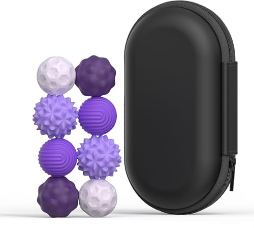 Magnetische Sensorik Bälle，Sensorische Massagebälle Set, 8 Stück,Silikon Stressabbau-Spielzeug mit Magnetischen Eigenschaften, Lila und Wei