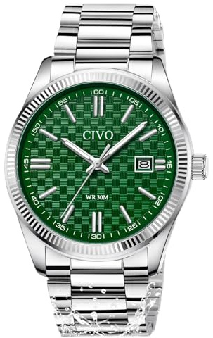 CIVO Herren Uhr Edelstahl Armbanduhr: Einfach Analog Business Herrenuhr mit Leuchtend Datum - Wasserdicht für Arbeit und Freizeit - Stylisch Geschenk für Männer