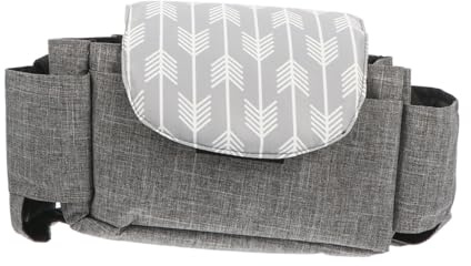 Mikikit Universelle Kinderwagentasche mit Polyester Organizer Tasche mit Kompartiment Design und Handyfach Praktischer Hängegurt für Outdoor und Junge Eltern