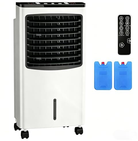RELAX4LIFE 4 en 1 Rafraîchisseur d'Air Mobile 8L | Refroidisseur d'Air avec 2 Blocs de Glace | 3 Modes & 3 Vitesses | Oscillation | Filtre Lavable | Double Contrôle | Mini Clim Mobile sans Évacuation