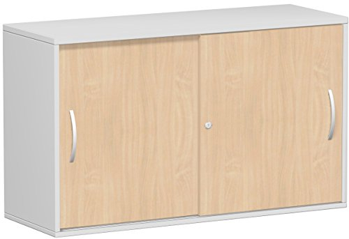 Gera Möbel Schranksystem Flex Anstell-Schiebetürenschrank, Holzdekor, buche/lichtgrau, 120 x 42.5 x 72 cm