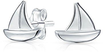 Bling .925 Sterlingsilber Kleine Nautische Segelboot Meer Liebhaber Ozean Urlaub Schiff Segelboot Ohrstecker Anhänger Halskette Für Frauen Jugendlich