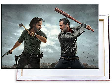 Unified Distribution The Walking Dead - Rick vs. Negan - 60x40 cm - Bilder & Kunstdrucke fertig auf Leinwand aufgespannt und in erstklassiger Druckqualität