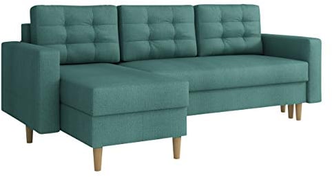 Ecksofa mit Schlaffunktion und Bettkasten Ana, Microfaser, L-Form Eckcouch, Ottomane Universal, Polstersofa, Polstergarnitur, Wohnlandschaft (Kronos 26)