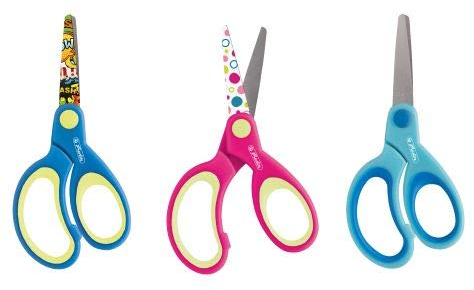 herlitz Design Bastelschere für Linkshänder, rund, farbig sortiert (keine Farbauswahl möglich!), 10 Stück