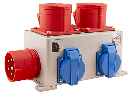 KlingerBorn Einschaltautomatik 3Ph-400V mit CEE-Kragenstecker, einstellbaren Verzugszeiten, Befestigungslaschen, verhindert gleichzeitigen Anlauf von zwei Antrieben, automatischer Anlauf der Absaugung
