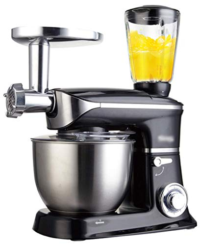 GAOLIGUO 3 in 1 Impastatrice 6.5L, 1300W Robot da Cucina Mixer 6 velocità Sbattitore Elettrico con Gancio a Foglia, Gancio a Spirale e Frusta e Spremiagrumi Robot impastatrice,Black