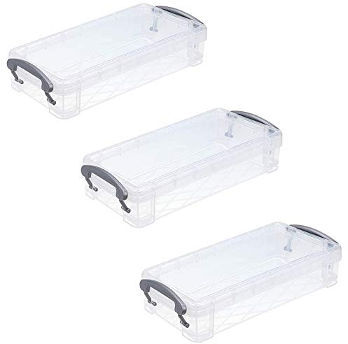 Eterspr 3PCS Boîte de Rangement Transparent, Boîte de Rangement à Crayons Empilables, pour Étudiant, école, Bureau, La rentrée scolaire(Couleur de la Poignée Aléatoire)