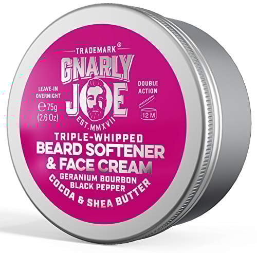 Gnarly Joe Beard Softener & Face Cream - 85ml Beard Softener for Men with Triple-Whipped Cocoa & Shea Butter - Natural Beard Moisturiser, Conditioner & Cream - Geranium & Black Pepper Scent - UK Made