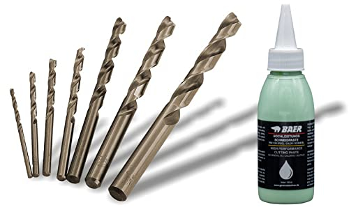 BaerCoil BAER HSSE Extrem Kernlochbohrer Satz M 3 - M 12 inklusive Bohrpaste - Spiralbohrer aus hochlegiertem HSSE/Cobalt Stahl - Spiralbohrer Set - Bohrerset Cobalt - Bohrer Set