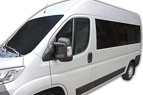 J&J AUTOMOTIVE | GP Windabweiser Regenabweiser Passend Für Ducato ab 2006, Schwarz, Getönt, Set 2-Teilig, Aerodynamisch, Acrylglas