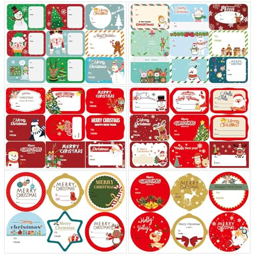 Kalolary Weihnachtsaufkleber, Weihnachtssticker Weihnachten Sticker Aufkleber Geschenkaufkleber Selbstklebend Weihnachtsanhänger Etiketten für Weihnachten Geschenk (96 Stück)