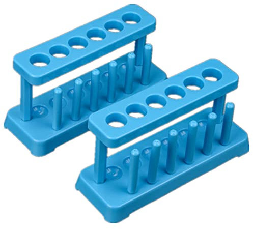 WUTUDMAI 2 Pcs Test Tube Stand Holders 6 Holes 6 Column Plastic Test Tube Racks Portable Test Tube Racks for Laboratory School Home (Blue PP)