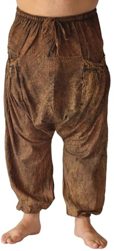 PANASIAM Chillhose aus 100% Baumwolle I weiche Hippie-Hose mit 2 großen Taschen I Goa-Hose mit Tunnelzug & Gummibund I Aladin-Hose waschmaschinenfest I Pumphose Unisex für Damen & Herren