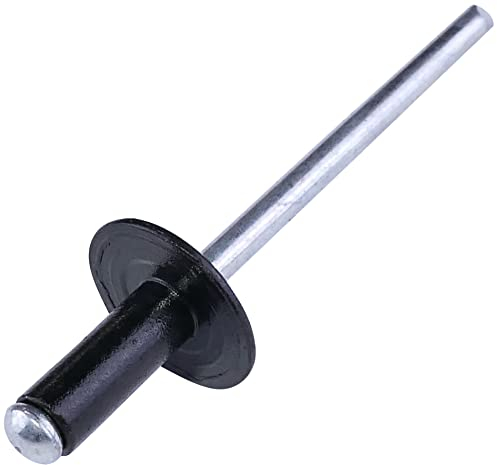 AERZETIX - C57090 - Lot de 50 Rivets aveugles standard Ø4x10 mm à collerette plate large 12 mm - en acier/aluminium - rivet pop - rivet à rupture de tige - couleur noir RAL 9005