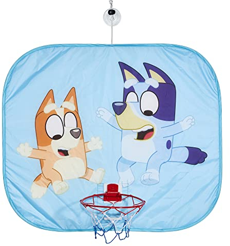 Bluey Kinder Pop-Up-Basketballkorb-Set mit aufblasbarem Basketball für drinnen und draußen, blau