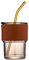 BLUEPOLAR 13oz/400ml Tumbler Water Glass, Cups with Straw and Lid Sealed Carry on for Coffee, Iced Tea, Thick Wall Insulated Glass Cup (Amberwith Protect Sleeve)