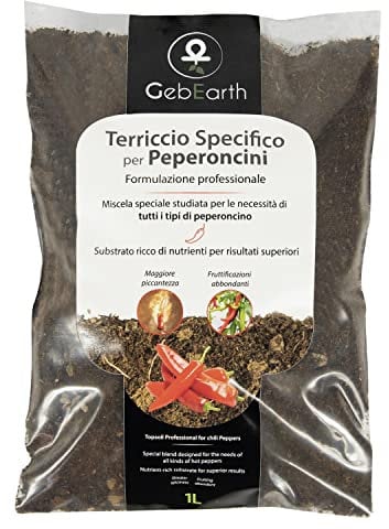 GebEarth® - Terriccio Professionale per Peperoncini da 1 Litro, Terriccio da semina adatto per tutta la fase di vita della pianta【Aumenta le rese e la piccantezza】