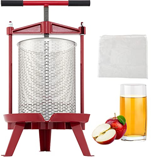 VEVOR Pressoir à Fruits Manuel 14 L Pressoir à Vin Panier Perforé en Acier Inox Presse-Fruits Manuel Détachable Nettoyage Facile Broyeur de Fruits Légumes pour Fabrication de Jus de Fruit Vins Cidres