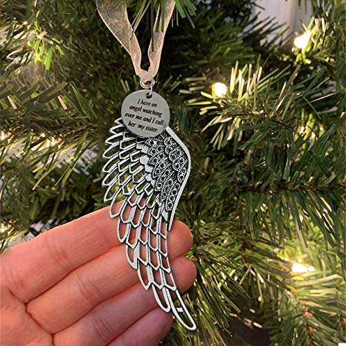 LYPER Engelsflügel Gedenkschmuck Weihnachten Hängende Ornament Weihnachtsbaum hängende Anhänger mit Band für Weihnachtsfeier Personalisieren Gedenkschmuck (Schwester)