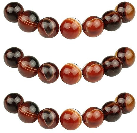 MJDCB 6mm 60 piezas Cuentas de Piedra Ágata Rayada Roja Marrón Redondas Sueltas Piedras Semipreciosas Naturales para Hacer Joyas Pulseras Collares