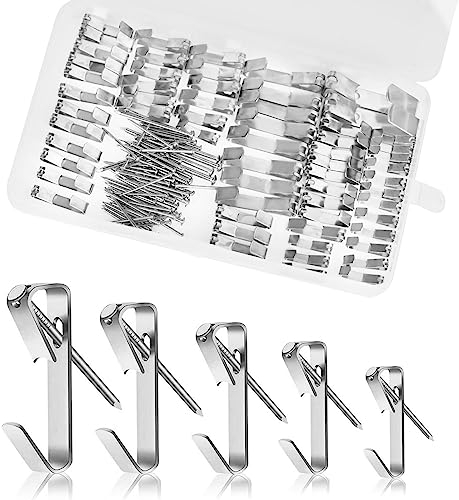 Ainiv 120 Pezzi Ganci per Quadri, Ganci per Quadri Muro Set di Ganci in Metallo per Quadri, 5 Misure-10/20/30/50/100LB con 60 Chiodi, Photo Frame Ganci per Appendere Foto Specchi Decorazioni - Argento