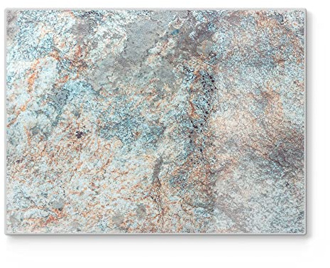 DEQORI Schneidebrett aus Glas | groß 40x30 cm | Motiv Verfärbter Stein | Design Schneideplatte für Küche | Frühstücksbrett antibakteriell & rutschfest | Glasplatte & Servierplatte