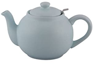 PLINT Simple & Stylish Ceramic Teapot, Globe Teapot with Stainless Steel Strainer, Ceramic Teapot for 3-5 Cups, 900 ml Ceramic Teapot, Flowering Tea Pot, TeaPot for Blooming Tea, Ice color