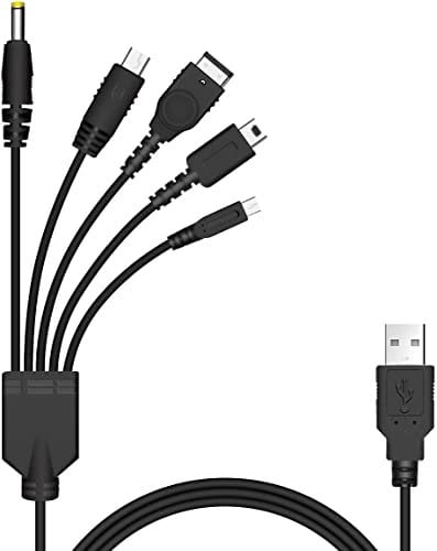 Mr. Gadget's Solutions 5 in 1 USB Charger Cable Cord Compatible With Nintendo NDS Lite/Wii U/ 3DS(XL/LL),3DS(XL/LL),2DS,DSi(XL/LL),NDS/GBA SP(Gameboy Advance sp),PSP 1000 2000 3000