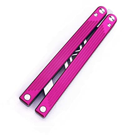 Andux Balisong Cuchillo Mariposa CNC Eficaz Sistema de Buje 6061 Mango de Aluminio Bloqueo Libre CNC-H02 (Rosa)