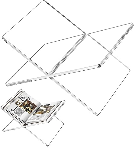 HOJKMA Acryl Buchständer, Transparent Kreuzrahmen Acryl Buchhalter Plexiglas Leseständer Zeitschriftenständer Kochbuchständer Rezepthalter Offener Buchständer für Bibel, Kunst, Kochbücher, Lehrbücher