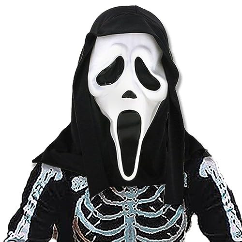 May Huang Masques Scream Halloween,Masque d'horreur Halloween,Masque Ghostface,Masque de Cri,Halloween Horror Party Latex Ghost Mask,Ghost Mask pour Halloween Carnaval Cosplay,bal Masqué,Fête (A)