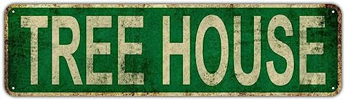 Baumhaus-Schild Neuheit Baumhaus Dekor Baumhaus Straßenschild Wandkunst Dekor für Zuhause Bauernhaus Bar Cafe Man Cave 40 x 10 cm