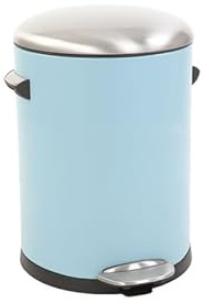 PROREGAL Retro Treteimer mit markanten Griffen und Kugelkappe | 3 Liter, HxØ 26,2x16,7cm | Kunststoff-Inneneimer | Hellblau