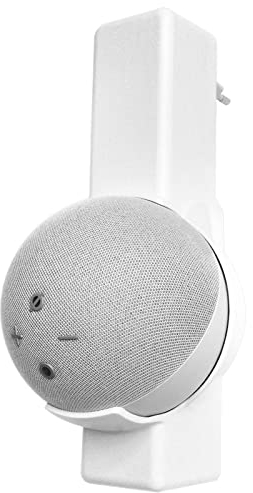 dw4you Dot (5. / 4. Generation) Steckdosenhalterung Wandhalterung - Entwickelt in Deutschland - Platzsparende Lösung, Montage ohne Bohren, ohne Kleber, Dot 5/4 Halter (White) (White)