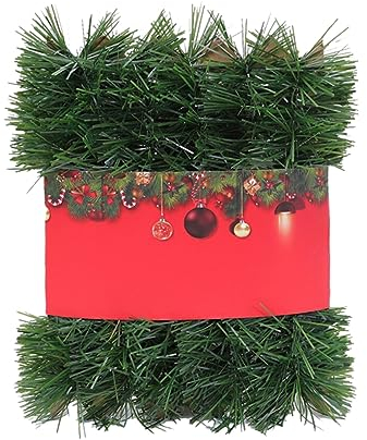 WNDUOKXH Festliche Atmosphäre mit langlebigen Weihnachtsgirlanden für Bar und Café, Weihnachtsdekoration, dekorative PVC Girlande in Tannengrün, Grün, 3 m