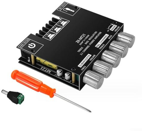 Lioaeust Bass-Audio-Modul, ZK-TB21 kompatibles 5.0 2.1-Kanal-Subwoofer, Stereo-Bass, Audio-Modul, anpassbares Netzteil (ZK-MT21)