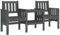 vidaXL Gartenbank, 2-Sitzer Bank mit Tisch Ablage, Sitzbank Parkbank mit Latten-Design, Holzbank Gartensessel Gartenmöbel, Grau Massivholz Kiefer